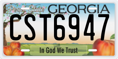 GA license plate CST6947