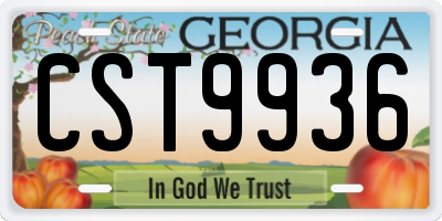 GA license plate CST9936