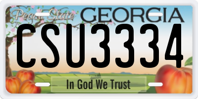 GA license plate CSU3334