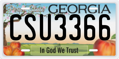 GA license plate CSU3366
