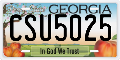 GA license plate CSU5025
