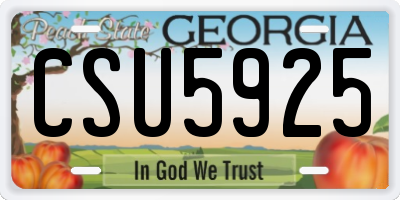 GA license plate CSU5925