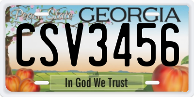 GA license plate CSV3456