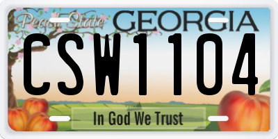 GA license plate CSW1104
