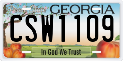 GA license plate CSW1109