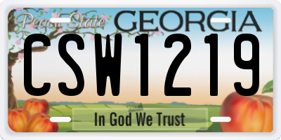 GA license plate CSW1219