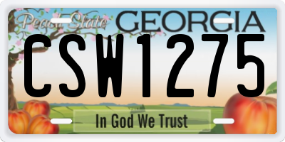 GA license plate CSW1275