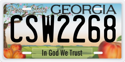 GA license plate CSW2268