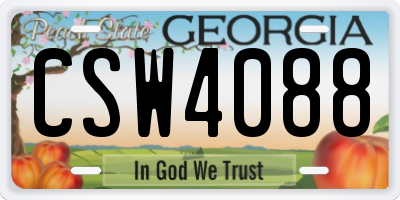 GA license plate CSW4088