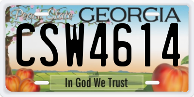 GA license plate CSW4614