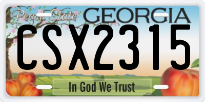 GA license plate CSX2315