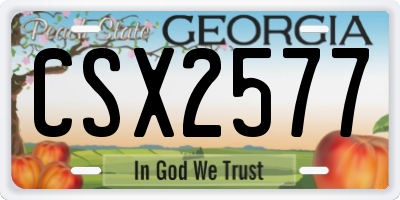 GA license plate CSX2577