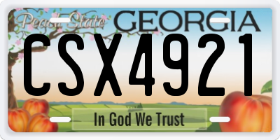 GA license plate CSX4921
