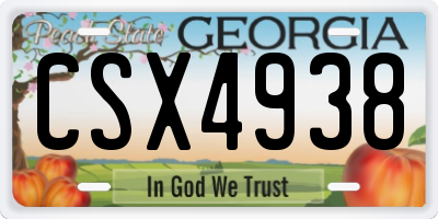 GA license plate CSX4938