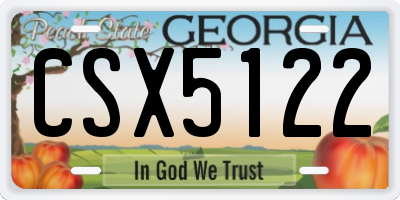 GA license plate CSX5122