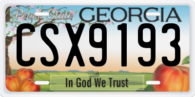 GA license plate CSX9193