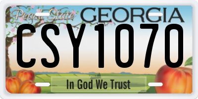 GA license plate CSY1070