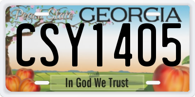 GA license plate CSY1405