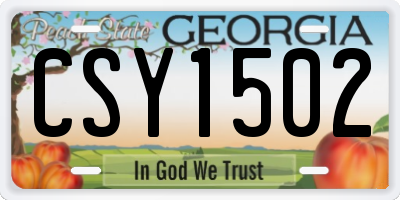 GA license plate CSY1502