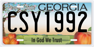 GA license plate CSY1992