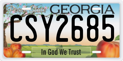 GA license plate CSY2685