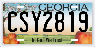 GA license plate CSY2819