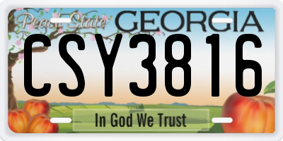 GA license plate CSY3816
