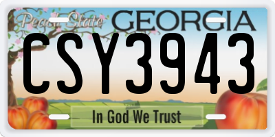 GA license plate CSY3943