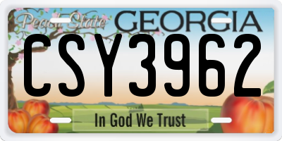 GA license plate CSY3962