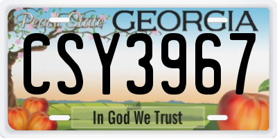 GA license plate CSY3967