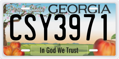 GA license plate CSY3971