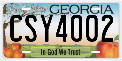 GA license plate CSY4002