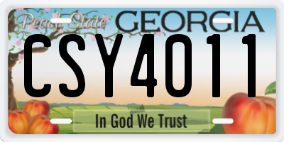 GA license plate CSY4011