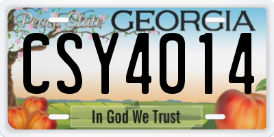GA license plate CSY4014