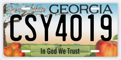 GA license plate CSY4019