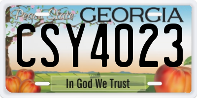 GA license plate CSY4023