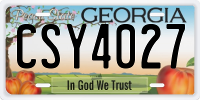 GA license plate CSY4027
