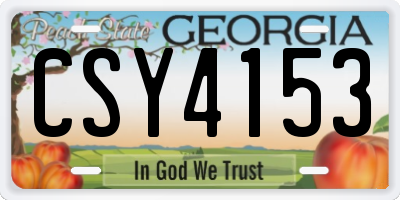 GA license plate CSY4153