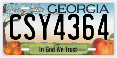 GA license plate CSY4364