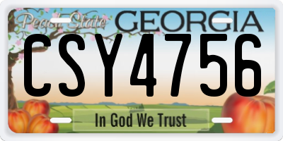 GA license plate CSY4756