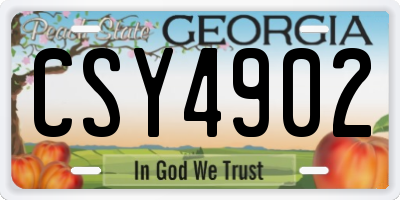 GA license plate CSY4902