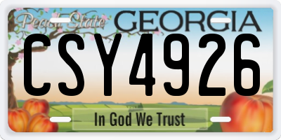 GA license plate CSY4926