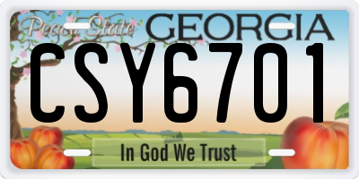 GA license plate CSY6701