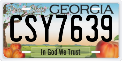 GA license plate CSY7639