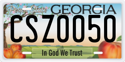 GA license plate CSZ0050