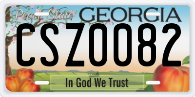 GA license plate CSZ0082