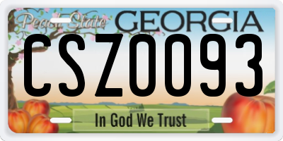 GA license plate CSZ0093