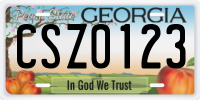 GA license plate CSZ0123