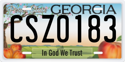 GA license plate CSZ0183