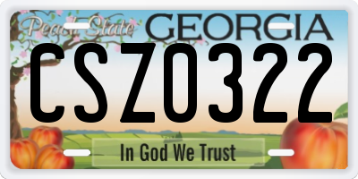 GA license plate CSZ0322